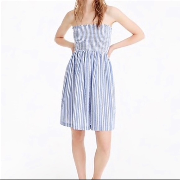 strapless seersucker dress